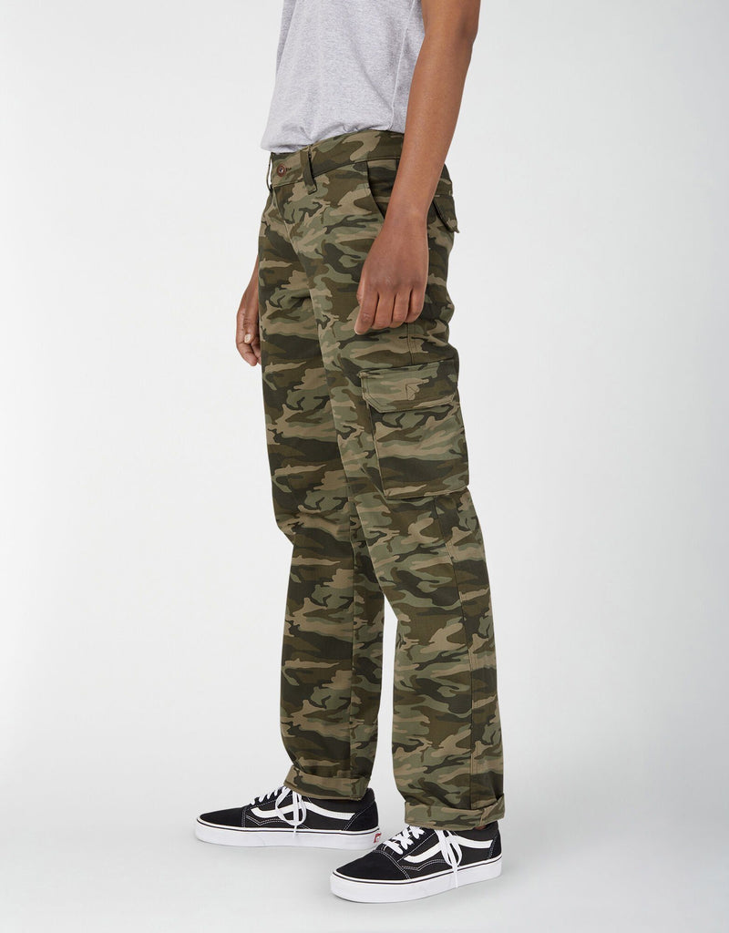 Dickies Women's Relaxed Straight Cargo FP888 Pant Jeans and Pants Sk8 Skates Light Sage Camo 4