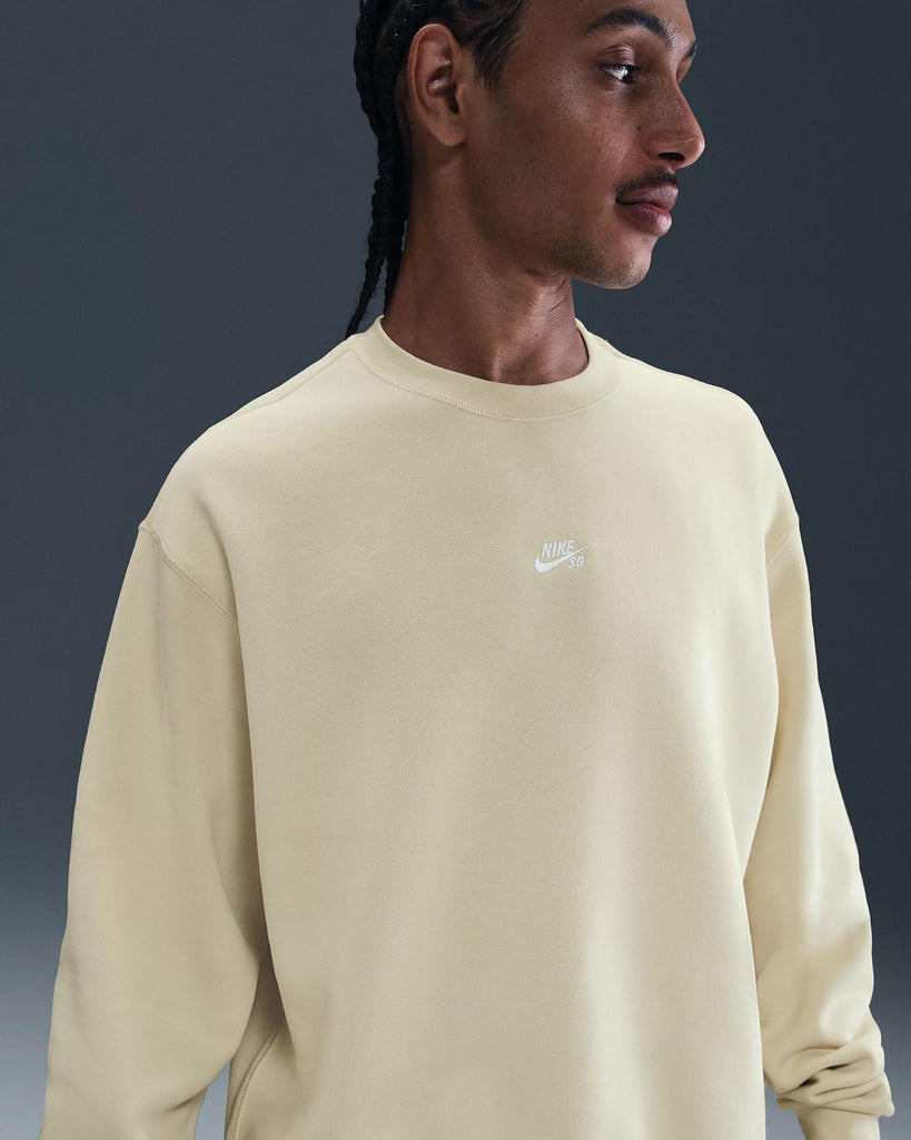 Nike SB Fleece Crew Essentials Logo -Light Khaki Hoodies + Crewnecks Nike 