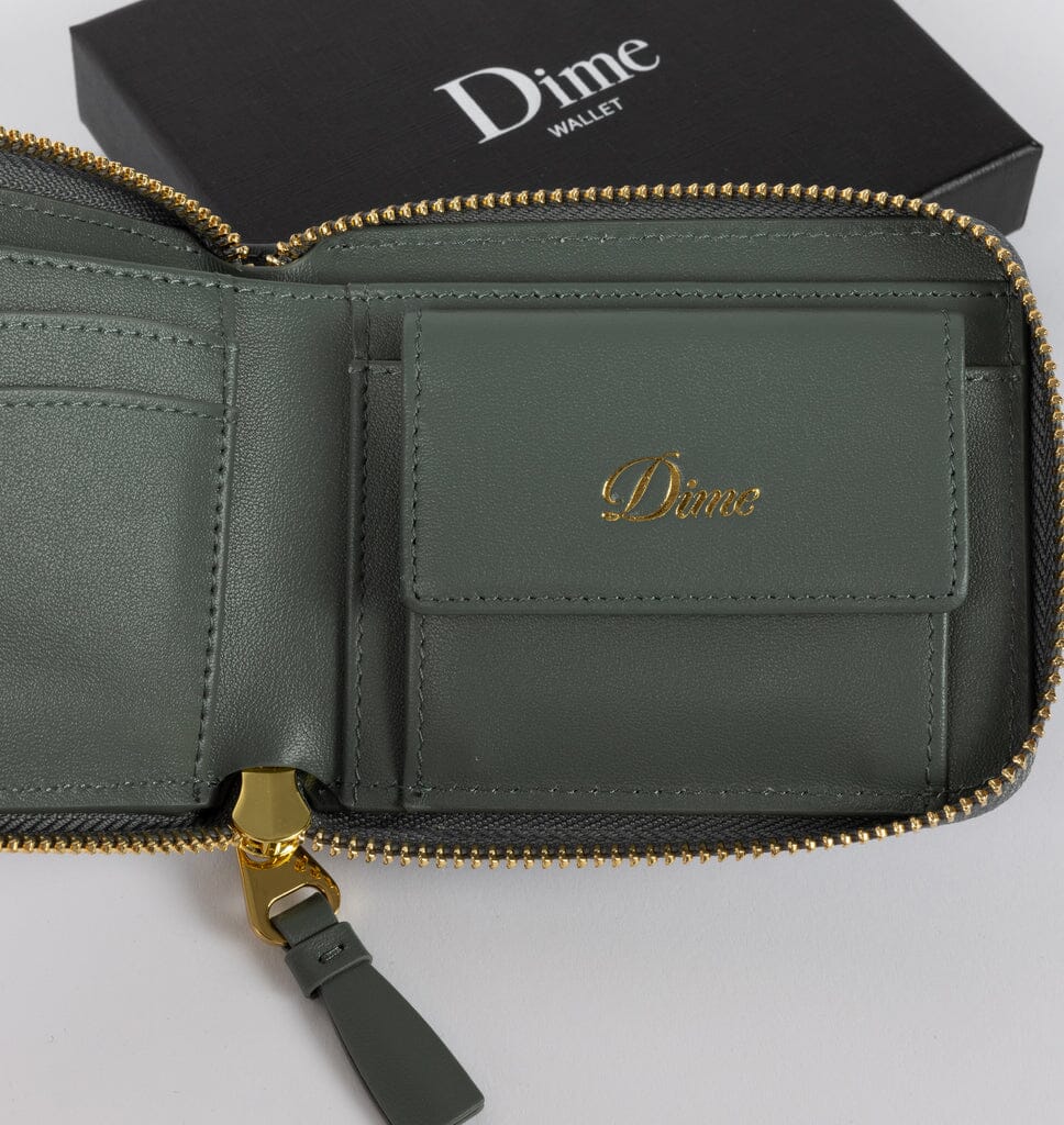 Dime Cursive Zip Wallet - Slate Green Backpacks Dime 