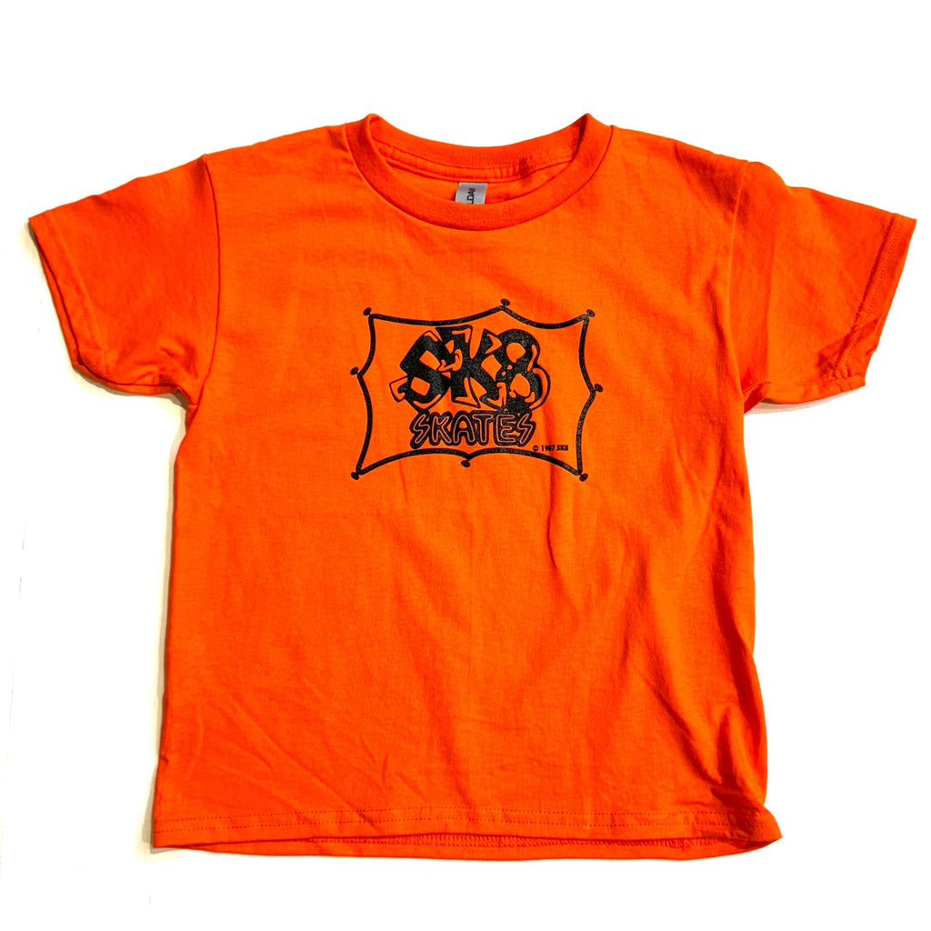 Sk8 Skates KIDS OG Logo T-shirt Kid's Clothing Sk8 Skates Orange/Black X-Small 