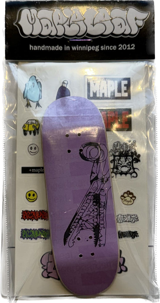 Maple Leaf Fingerboard Deck Sk8 Skates Pinked 32mm 