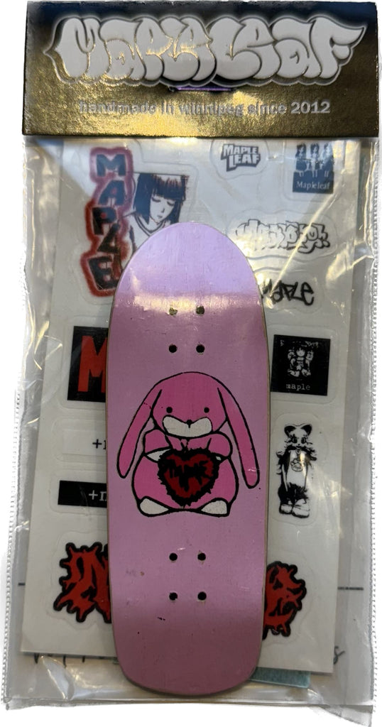 Maple Leaf Fingerboard Deck Sk8 Skates Pink Bunny Cruiser 33mm 