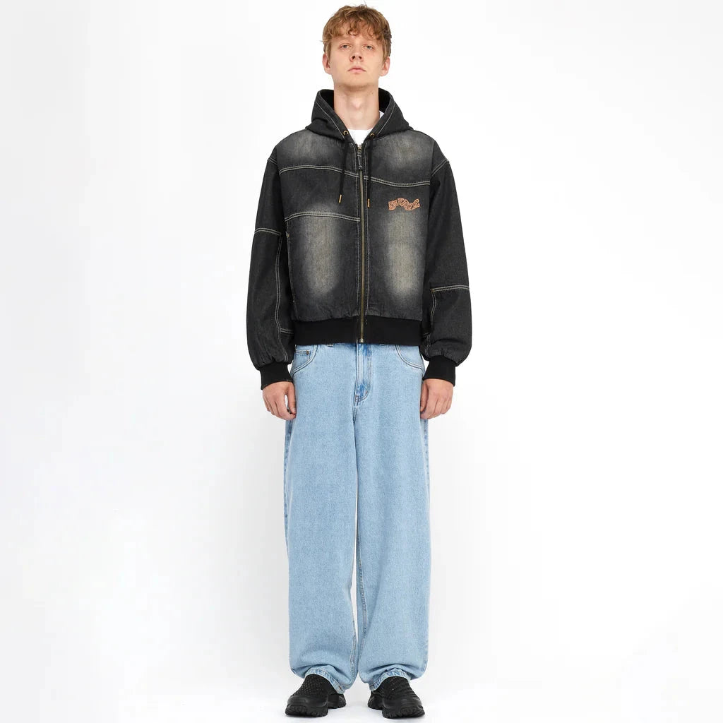 Dime Hooded Utility Jacket - Black Washed Jackets Dime 