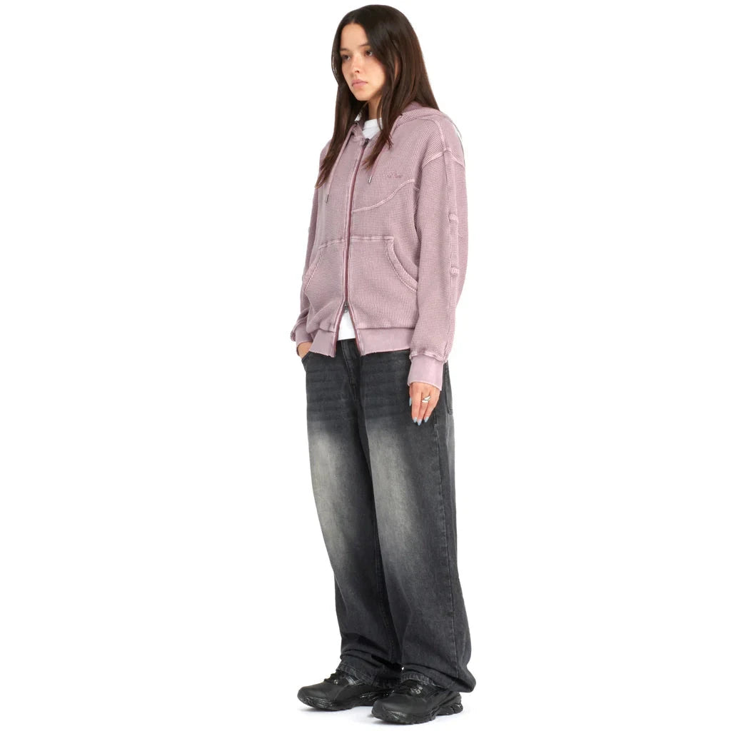 Dime Premium Waffle Zip Hoodie - Faded Mauve Hoodies + Crewnecks Dime 