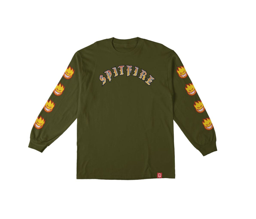 Spitfire Old E Bighead Fill Longsleeve Tee - Olive T-Shirts + Longsleeves Spitfire 