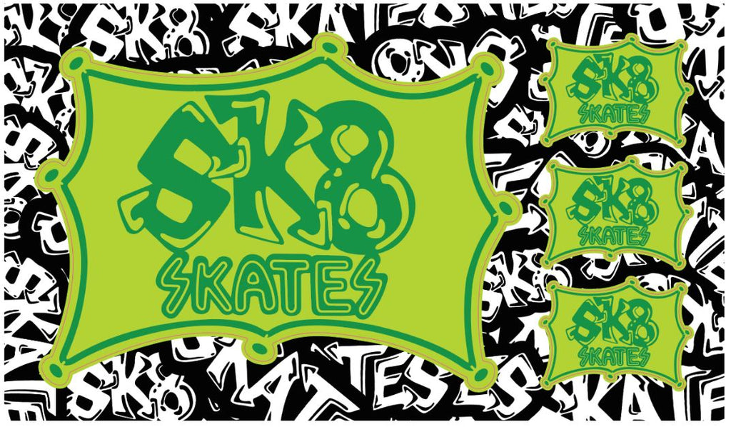 Sk8 Skates OG Sticker w/3 lil ones Stickers Sk8 Skates Slime Green 