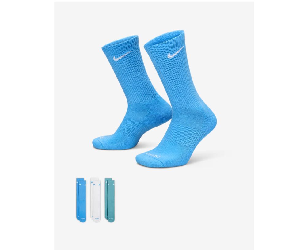 Nike Everyday Plush Cushioned Sock 3pk - Blue/White Socks Nike 