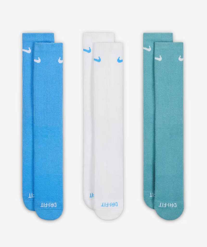 Nike Everyday Plush Cushioned Sock 3pk - Blue/White Socks Nike 