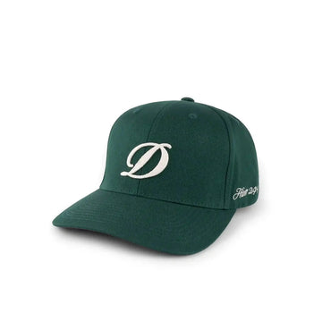 Dime Cursive D Full Fit Cap - Forest Green Hats Dime 