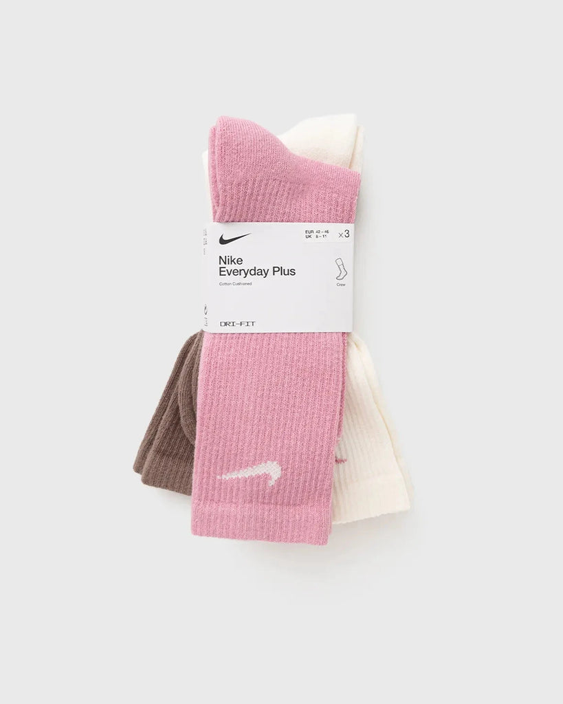 Nike Everyday Plush Cushioned Sock 3pk - Pink/White/Tan Socks Nike 