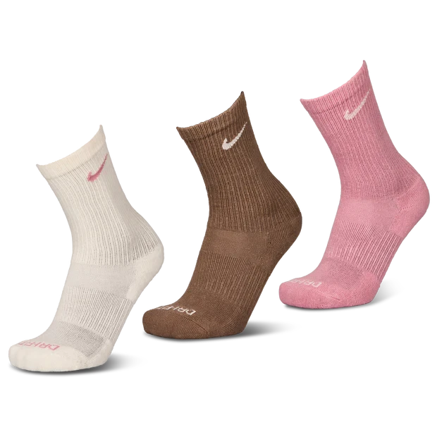 Nike Everyday Plush Cushioned Sock 3pk - Pink/White/Tan Socks Nike 