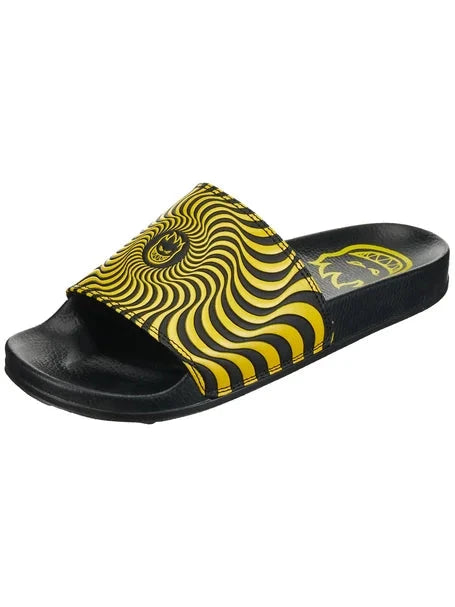 Spitfire Bighead Swirl Slides - Black/Yellow Men's Shoes Spitfire 