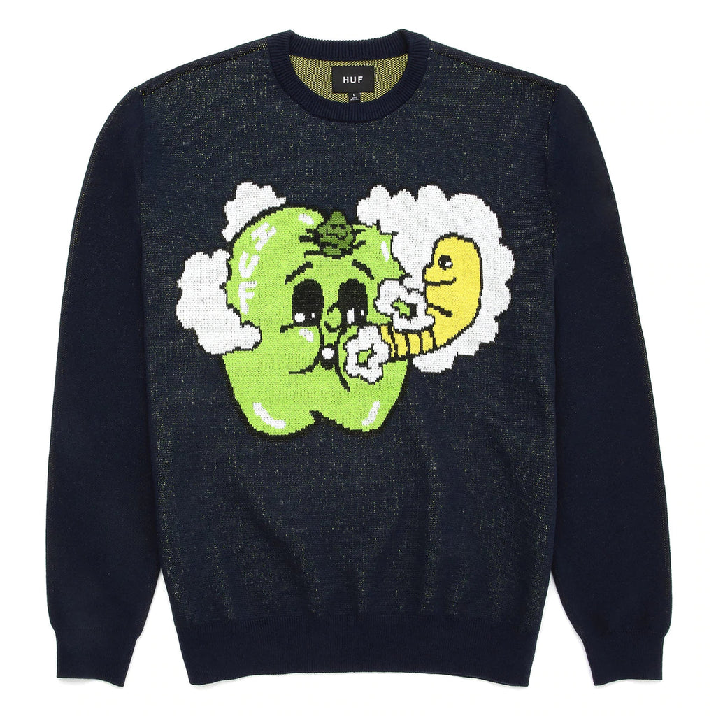 Huf Smoked Apple Sweater - Navy Hoodies + Crewnecks HUF 