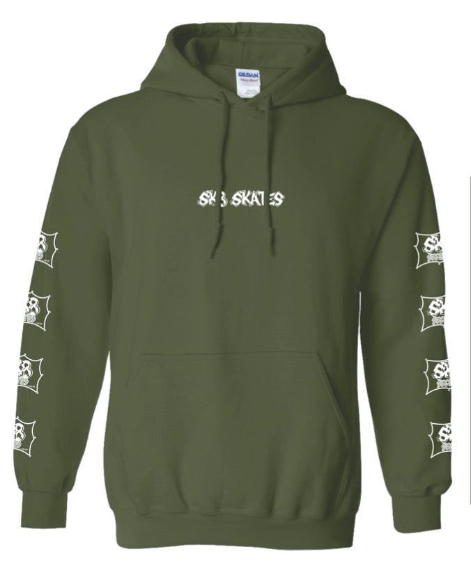 Sk8 Skates Small Bubbletext Hoodie Hoodies + Crewnecks Sk8 Skates Military Green/White Small 