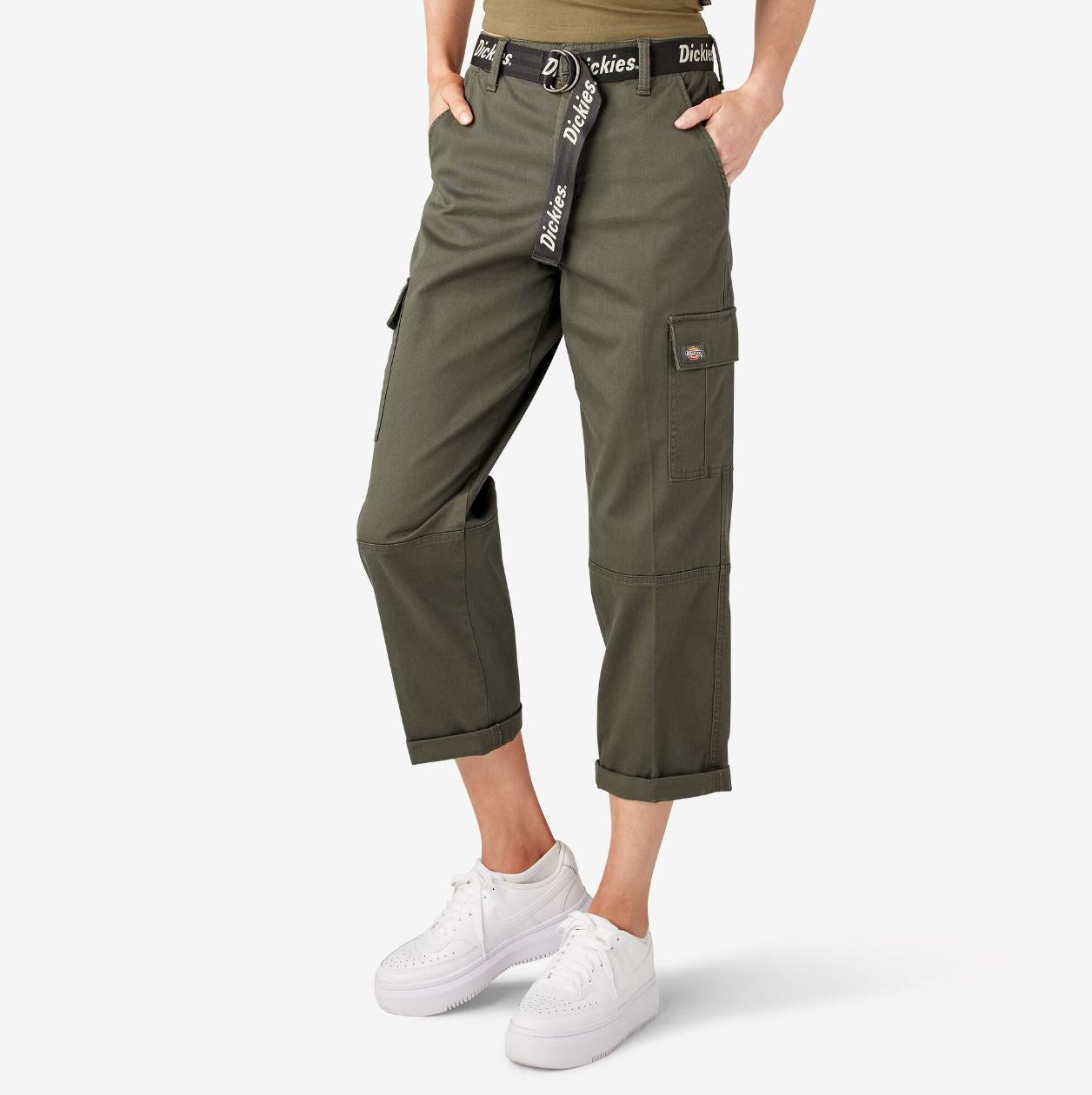 Dickies Cropped Cargo Pant - Olive Green