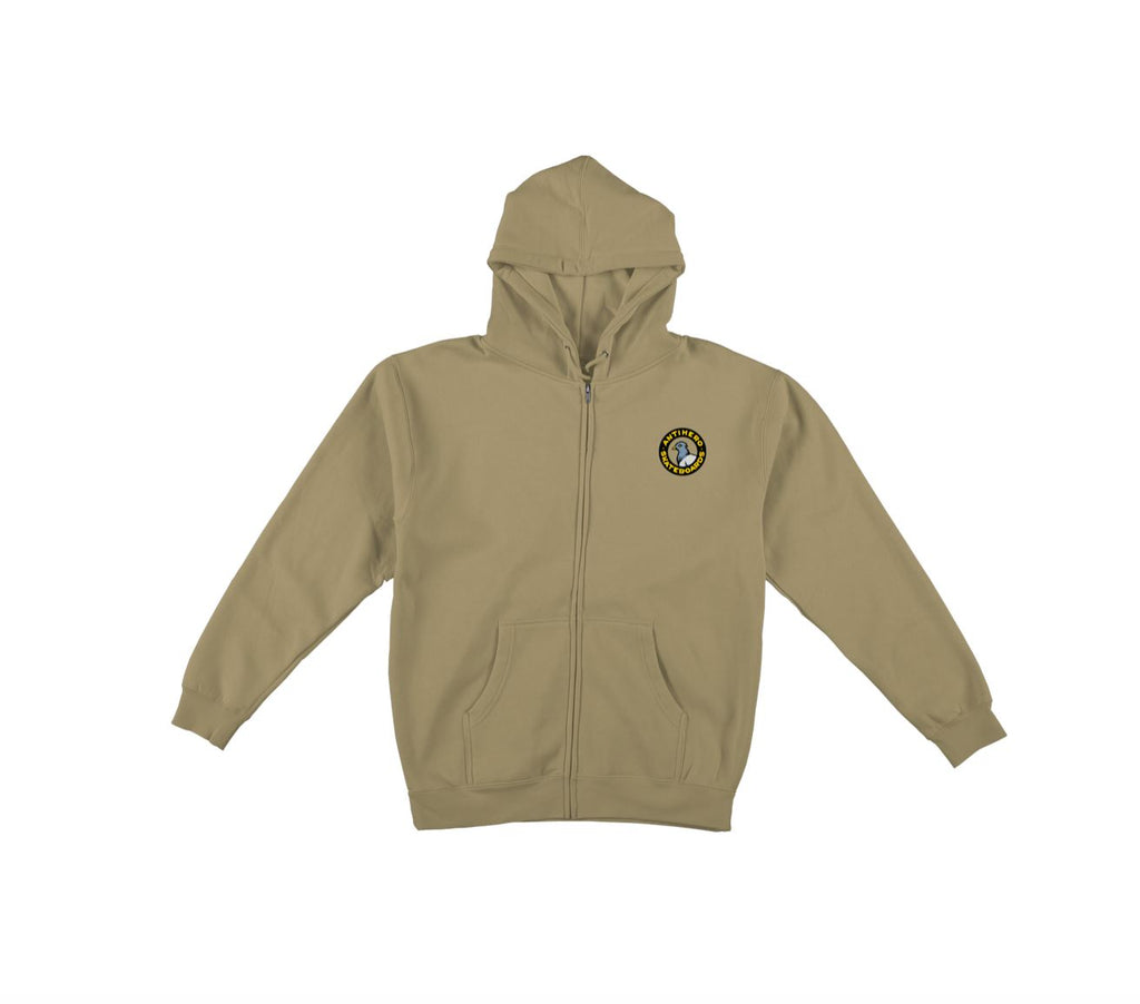 Antihero Pigeon Round Zip Up Hoodie - Sandstone Hoodies + Crewnecks Antihero 