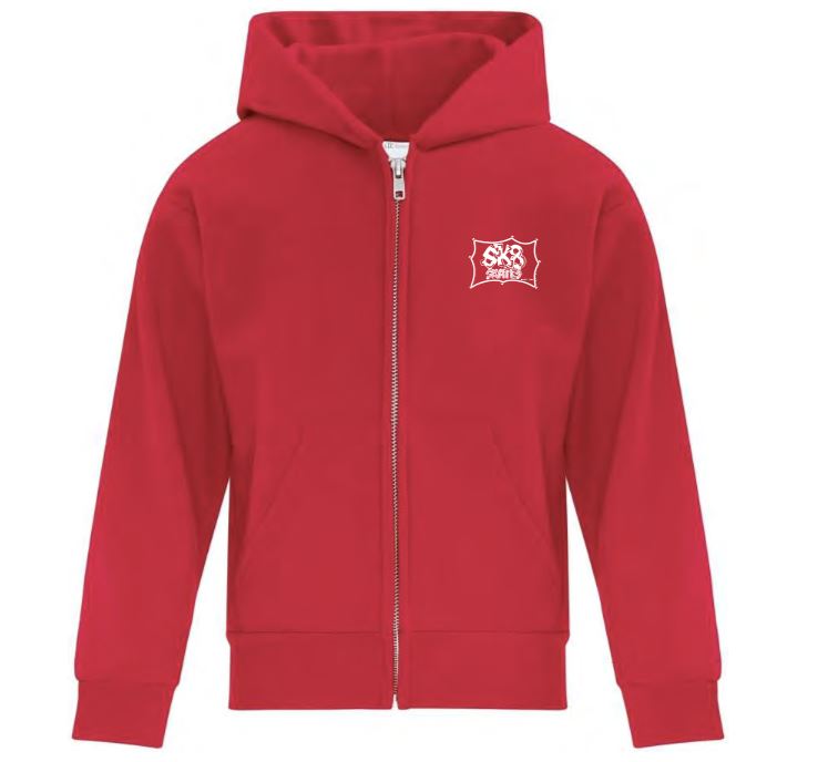 Sk8 Skates Youth Zip Up Hoodie Unclassified Sk8 Skates Red Youth Small