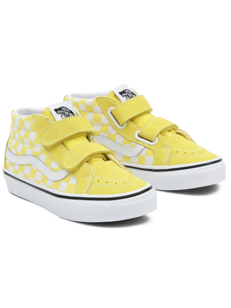Vans KIDS Sk8 Mid Reissue V Shoe - Checkerboard Blazing Yellow Kid's Shoes Vans 