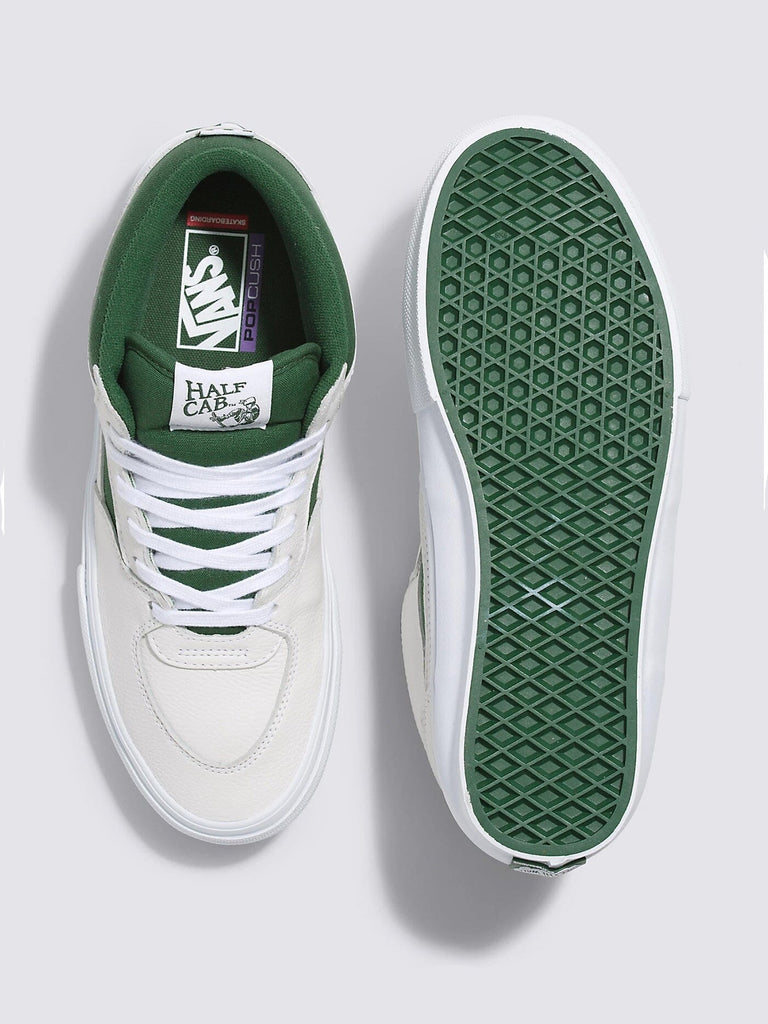 Vans Skate Half Cab Shoe - White/Green Men's Shoes Vans 