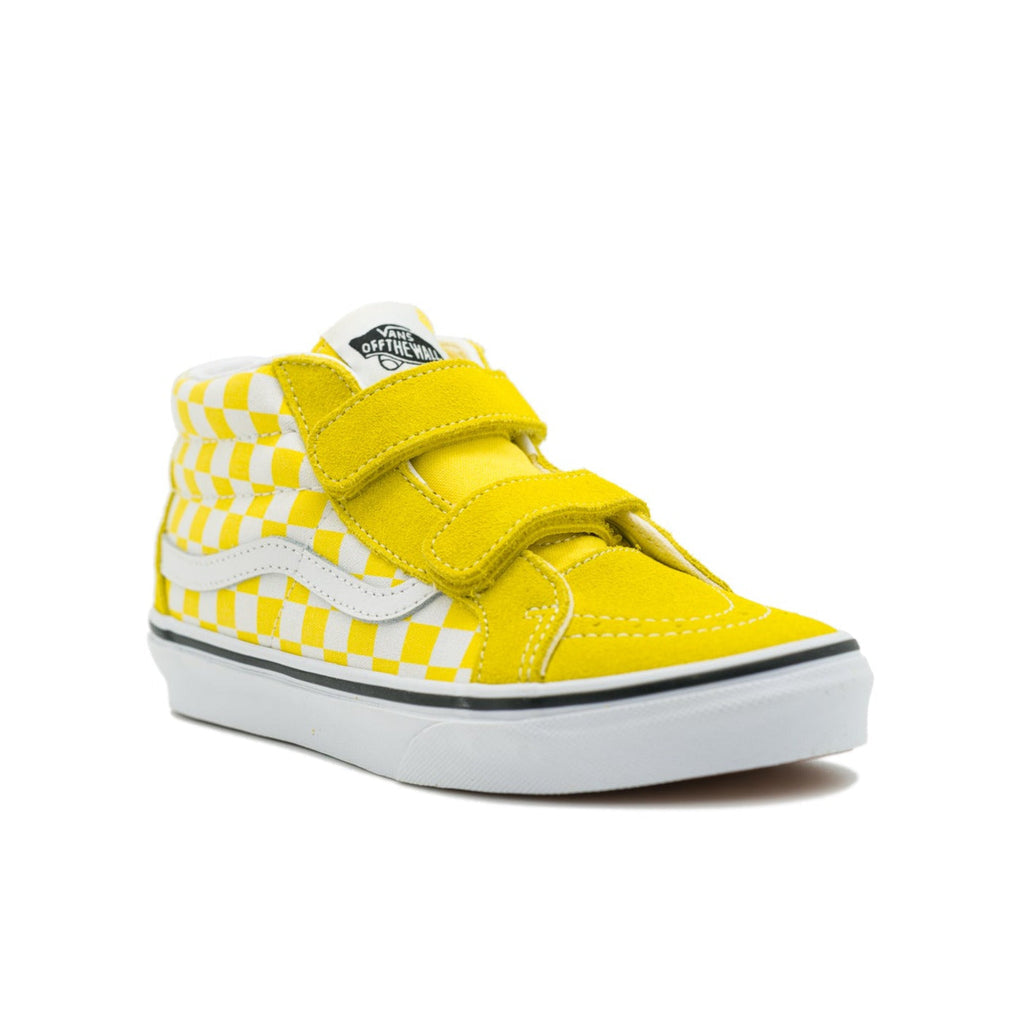Vans KIDS Sk8 Mid Reissue V Shoe - Checkerboard Blazing Yellow Kid's Shoes Vans 