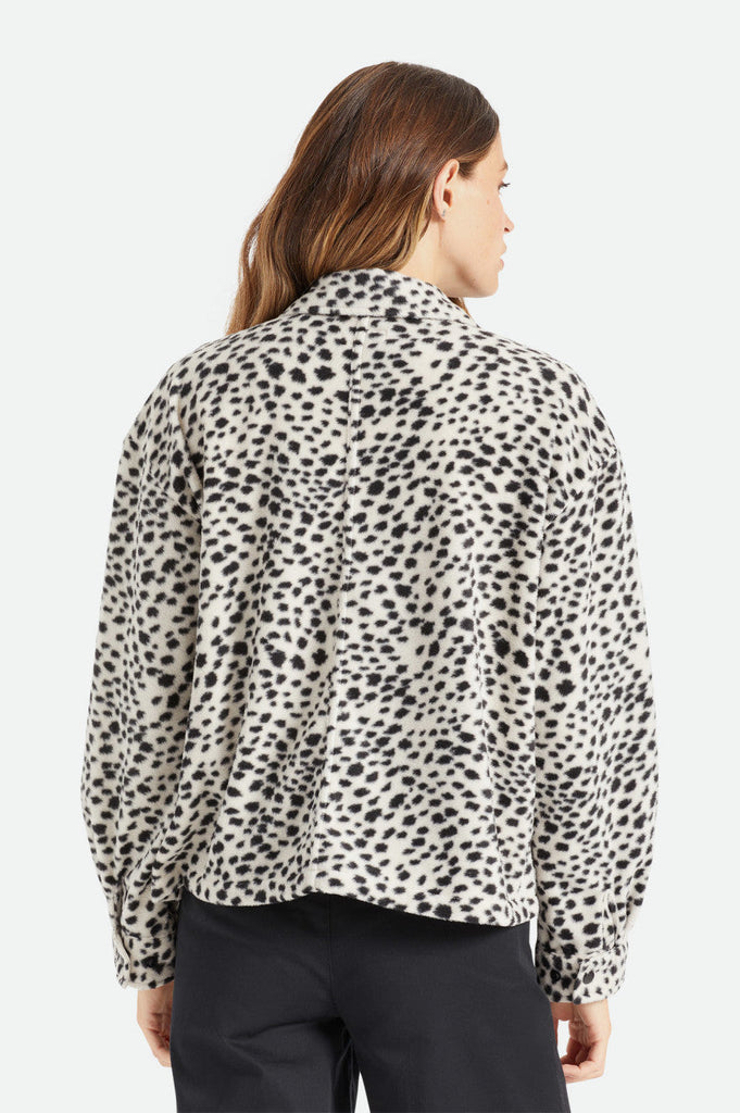 Brixton Bowery Arctic Stretch Fleece Shirt - Beige Cheetah Women's Tops Brixton 